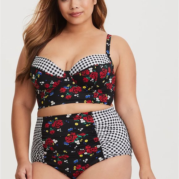 Torrid Gingham Floral Underwire Bikini Top